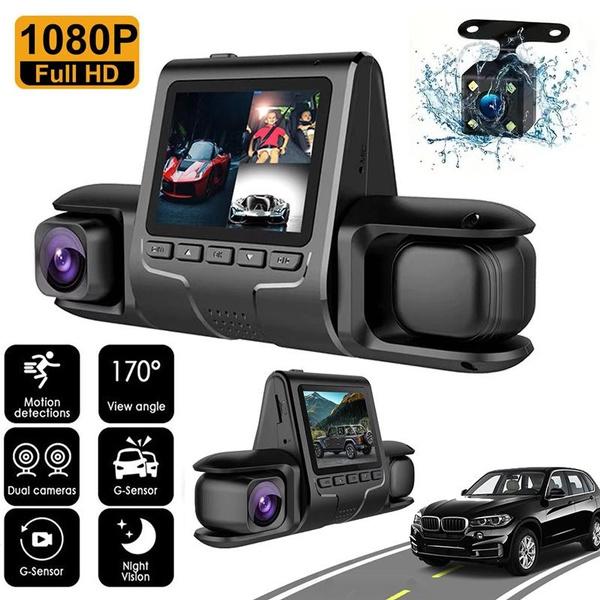 מצלמת דרך לרכב עם 3 עדשות, מצלמת DVR קדמית ואחורית 1080P עם ראיית לילה וזווית רחבה