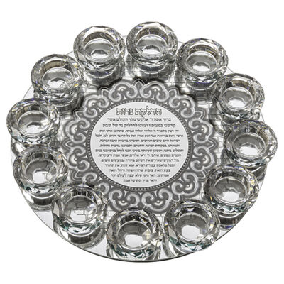 פמוט זכוכית עם פלקטה 12 פמוטי קריסטל 31 ס"מ