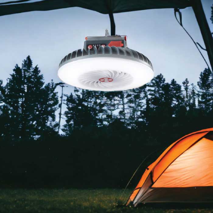 מאוורר משולב עם פנס ומטען נייד סולארי