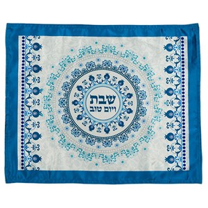 כיסוי חלה בד מהודר מודפס דגם "רימונים כחול" 5