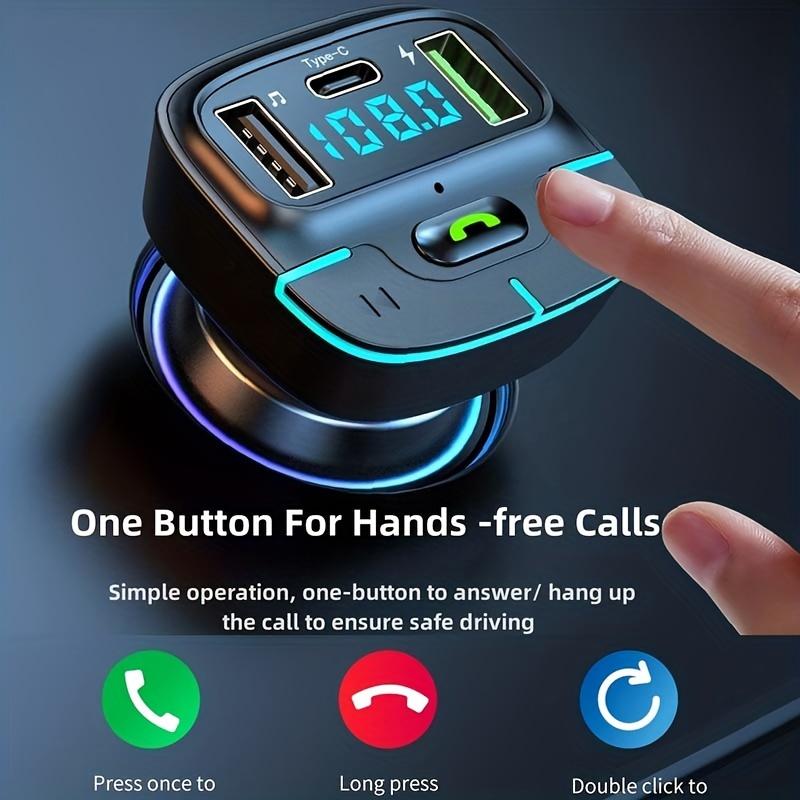 משדר FM Bluetooth לרכב עם טעינה מהירה USB ו־Type-C