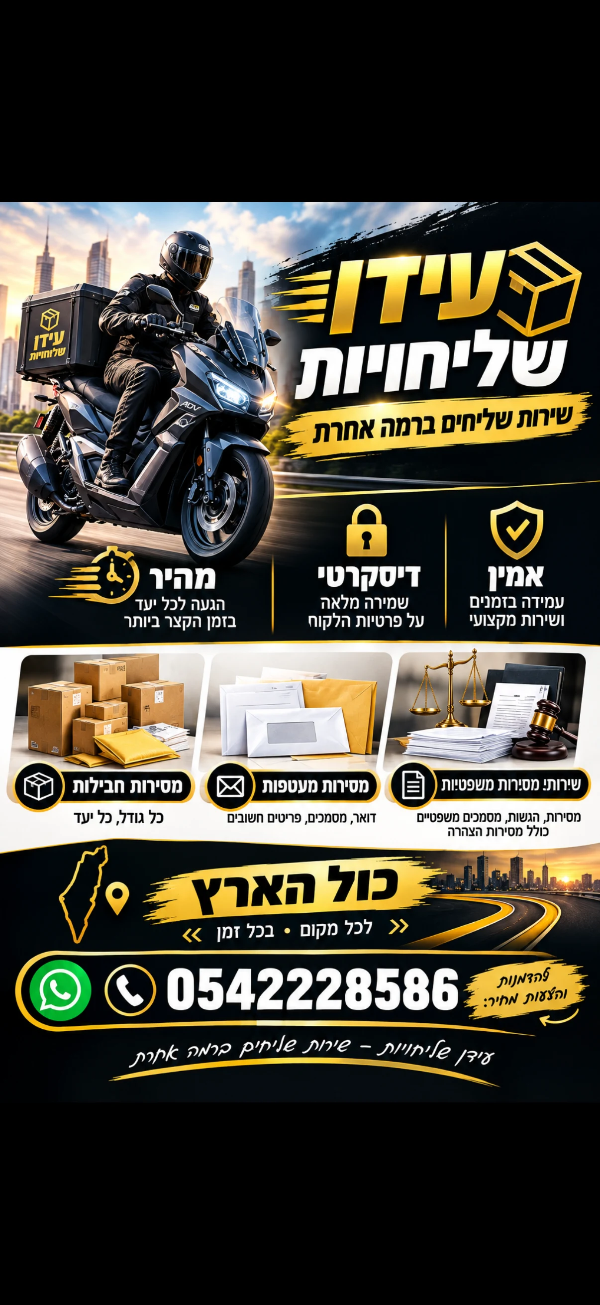 שירות שליחים יעיל לבתי עסק וללקוחות פרטיים, עם מענה מקצועי לכל סוגי המשלוחים. מב